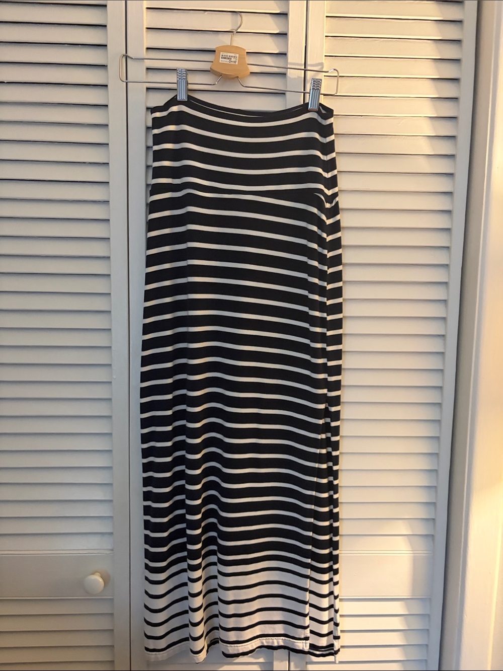 Athleta Navy and White Striped Maxi Skirt